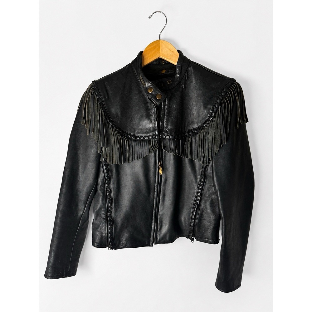 Harley-Davidson Willie G Womens Black Leather Fringe Jacket Size 36 Biker